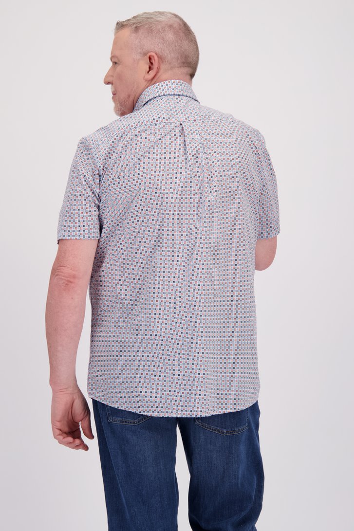 Achterkant van Wit hemd met blauw-rode vierkantjes - Comfort fit door Dansaert Blue voor Heren