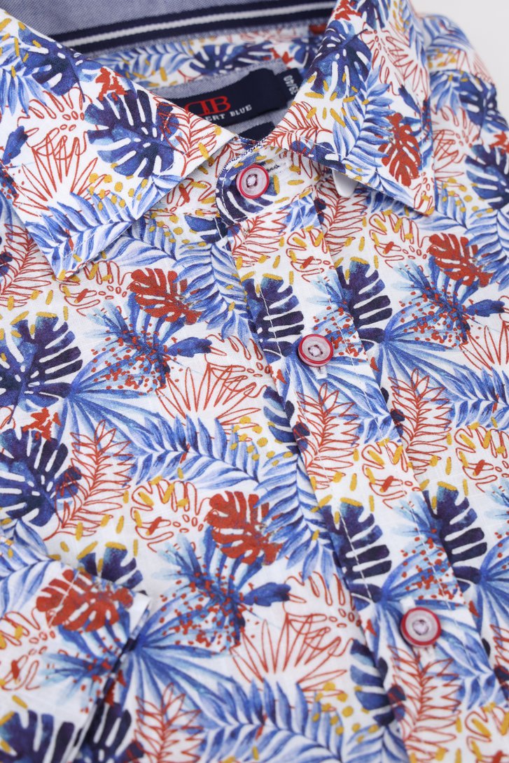 Wit hemd met blauwe bladerprint - Regular fit van Dansaert Blue voor Heren