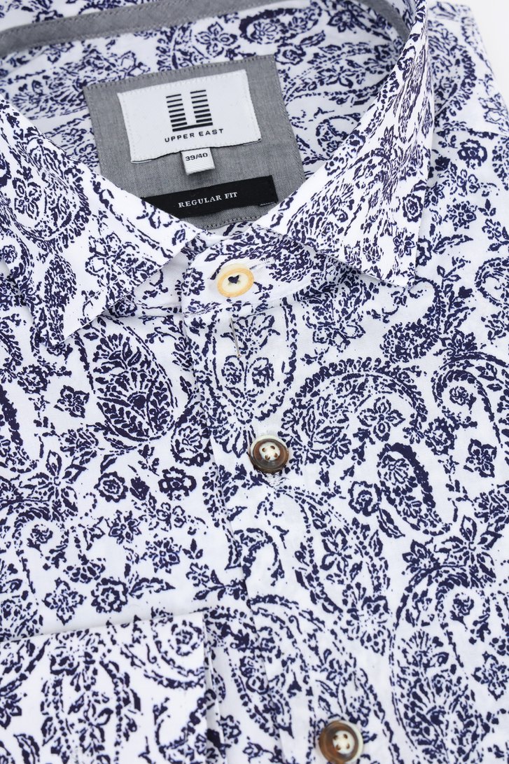 Productfoto 2 van Wit hemd met blauwe paisley print - Regular fit door Upper East voor Heren