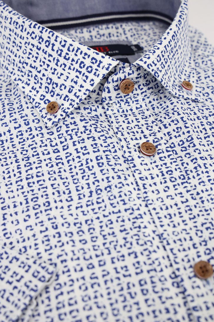 Wit hemd met blauwe print - Comfort fit van Dansaert Blue voor Heren