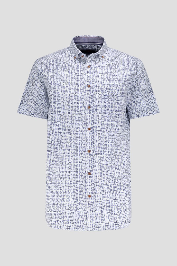 Wit hemd met blauwe print - Comfort fit van Dansaert Blue voor Heren