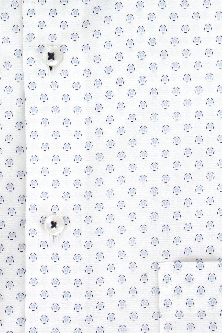 Wit hemd met blauwe print - regular fit van Dansaert Black voor Heren