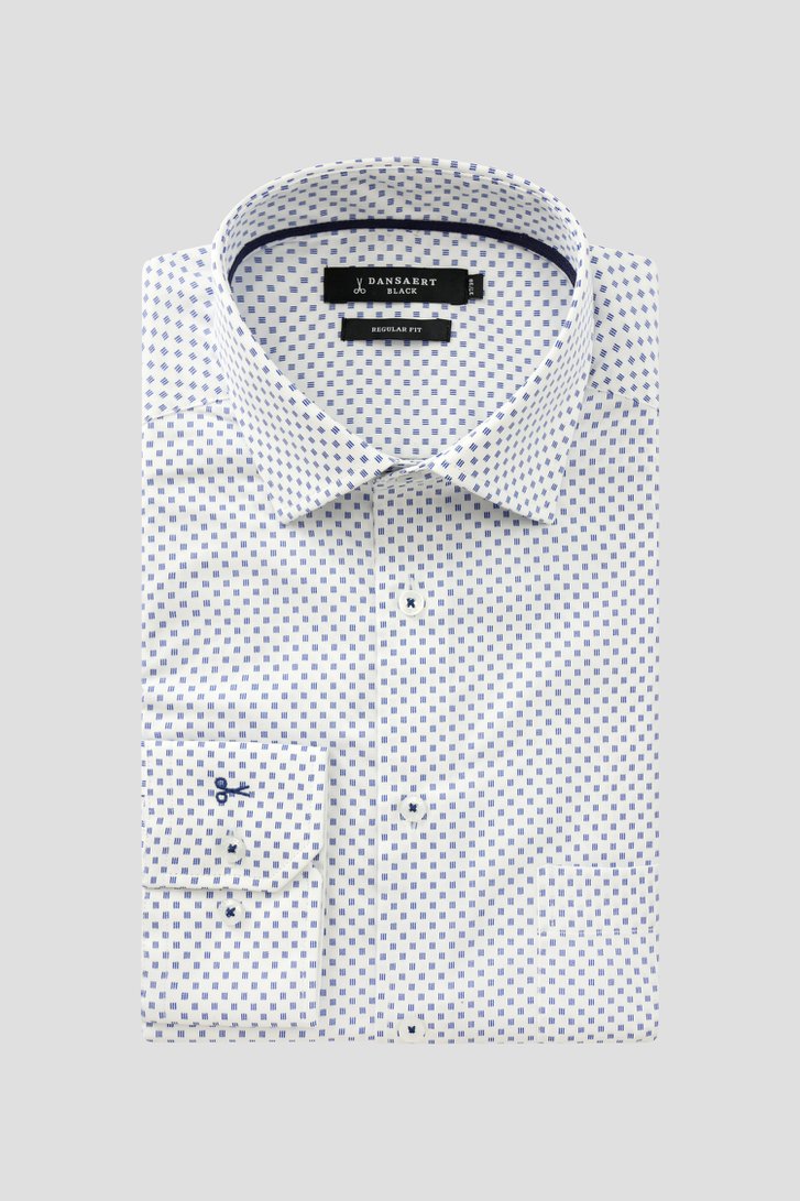 Wit hemd met blauwe print – Regular fit van Dansaert Black voor Heren