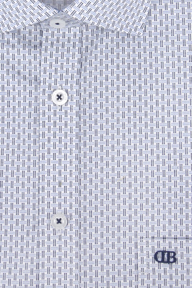 Wit hemd met bolletjes, korte mouwen - regular fit van Dansaert Blue voor Heren