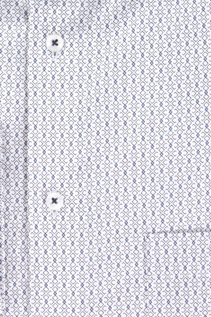 Wit hemd met fijn blauw patroon - comfort fit van Dansaert Black voor Heren