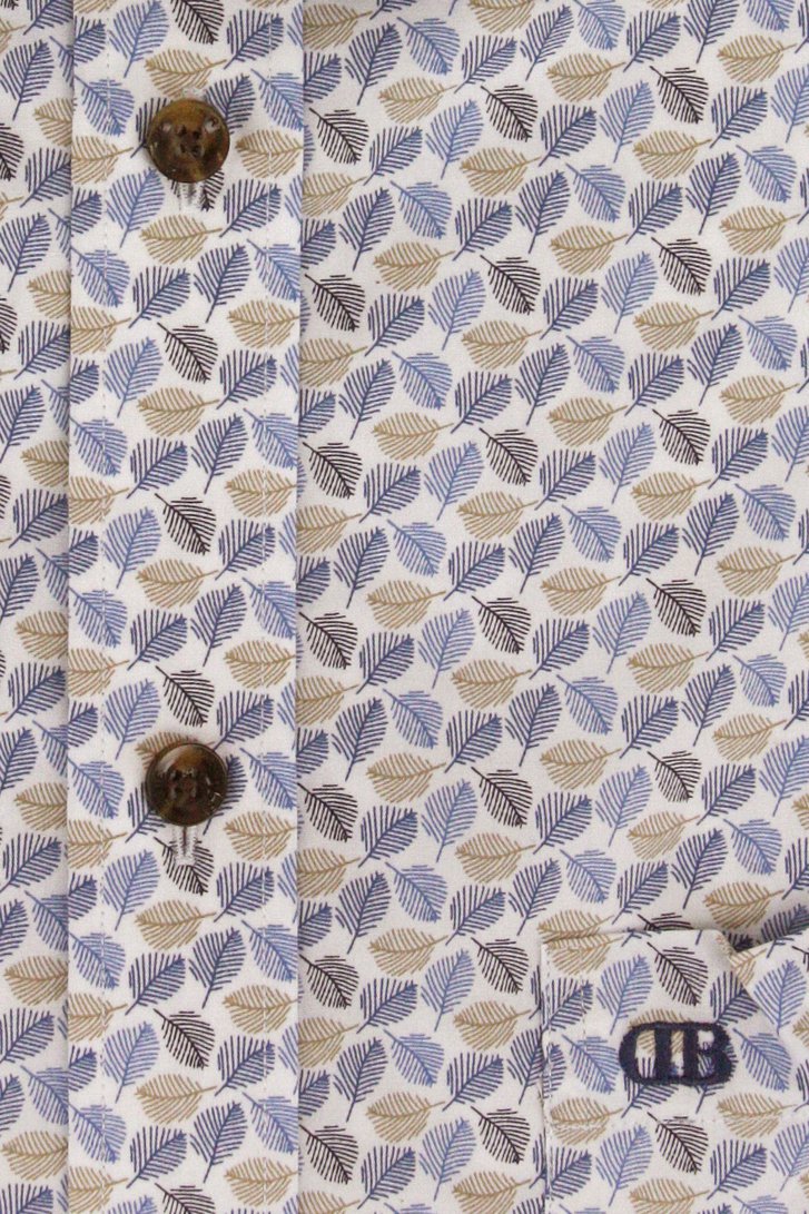 Wit hemd met fijne bladerprint - Comfort fit van Dansaert Blue voor Heren