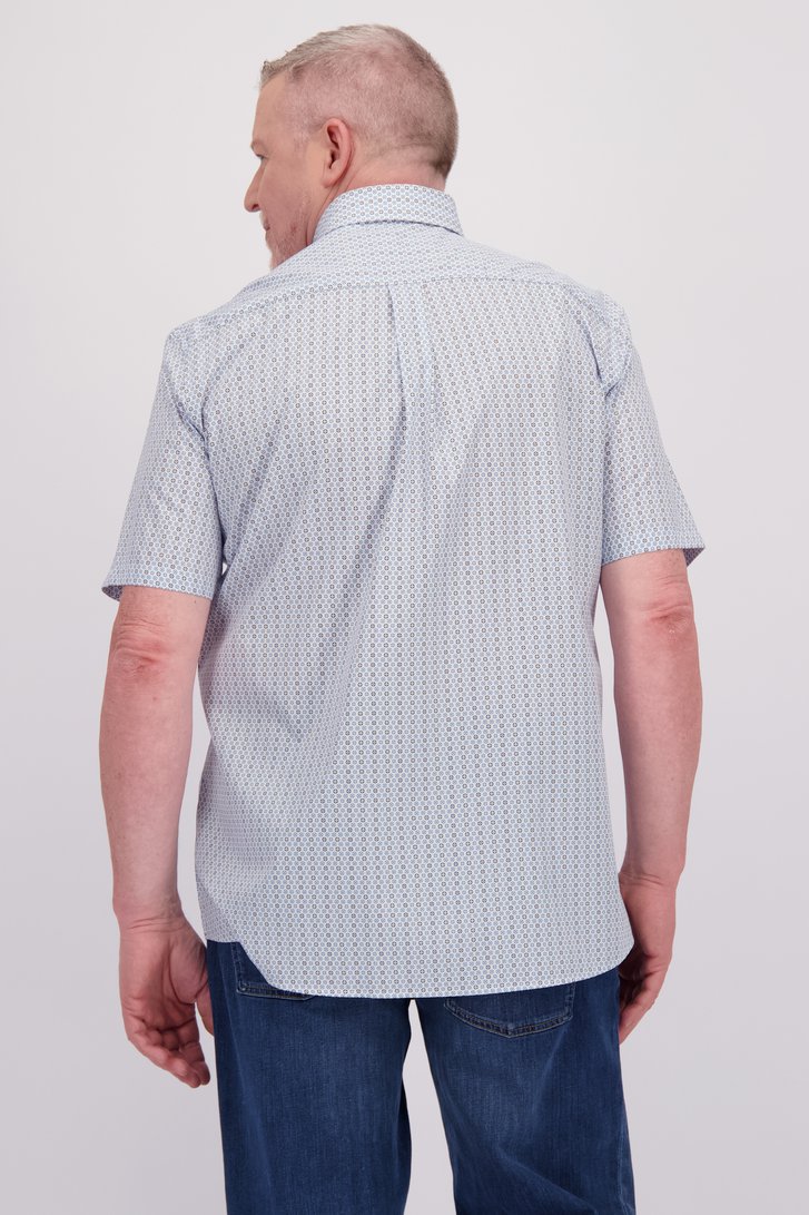 Wit hemd met fijne blauwe print - Comfort fit van Dansaert Blue voor Heren