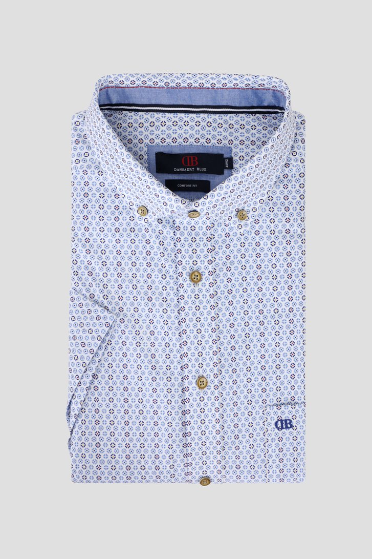 Wit hemd met fijne blauwe print - Comfort fit van Dansaert Blue voor Heren