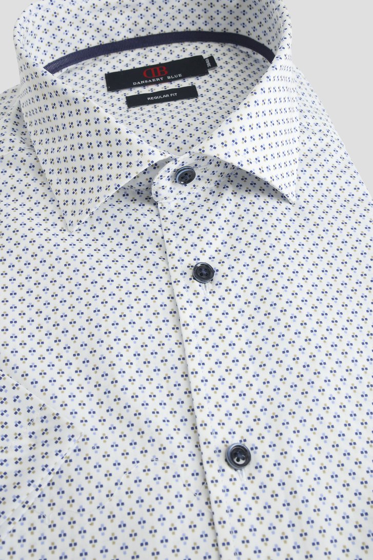 Productfoto 1 van Wit hemd met fijne blauwe print - Regular fit  door Dansaert Blue voor Heren