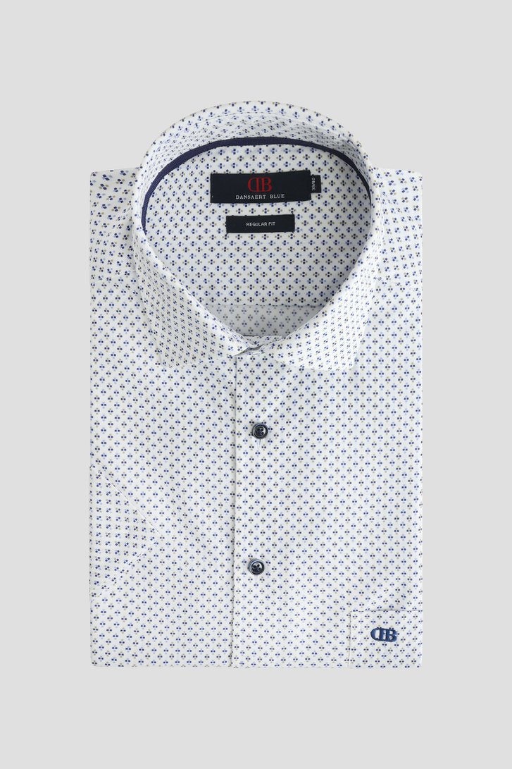 Voorkant van Wit hemd met fijne blauwe print - Regular fit  door Dansaert Blue voor Heren