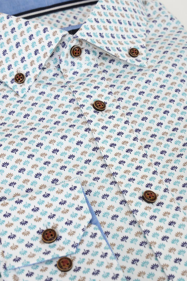 Wit hemd met fijne groene print - Comfort fit van Dansaert Blue voor Heren