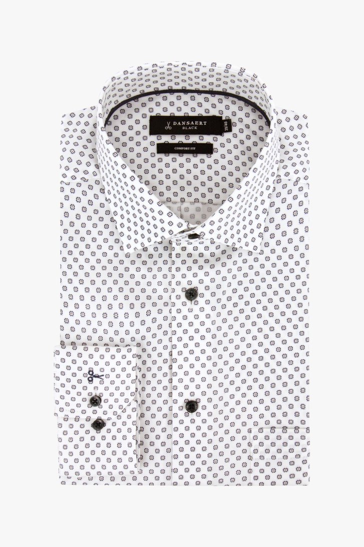 Wit hemd met fijne print - comfort fit  van Dansaert Black voor Heren