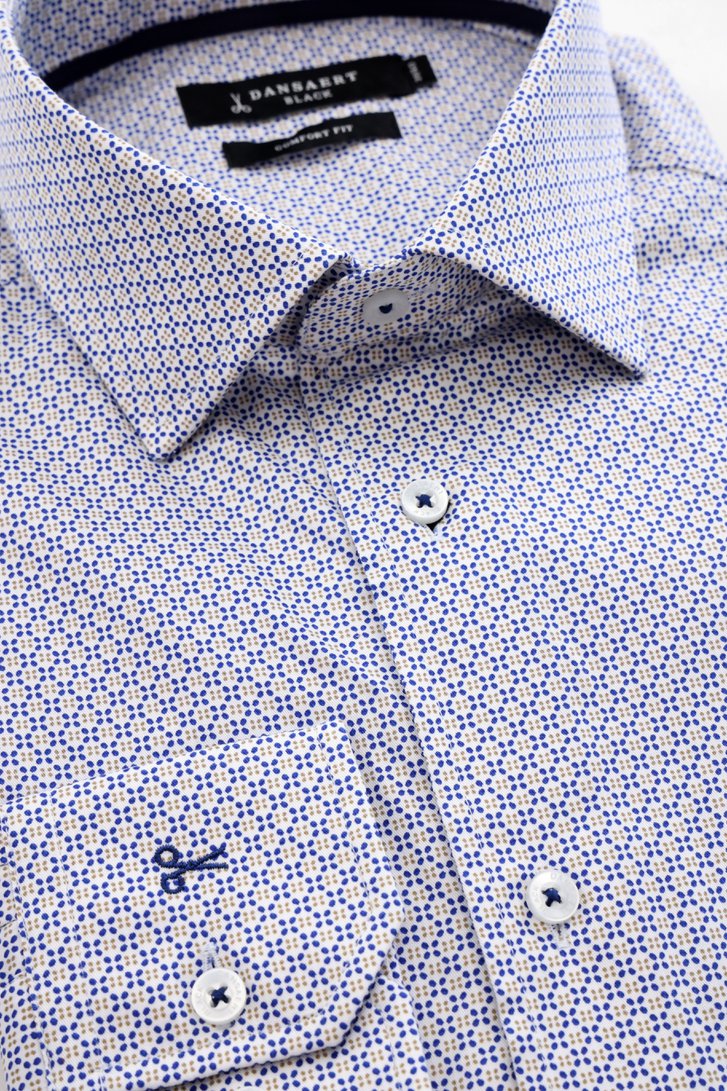 Detail van Wit hemd met fijne print - Comfort fit door Dansaert Black voor Heren