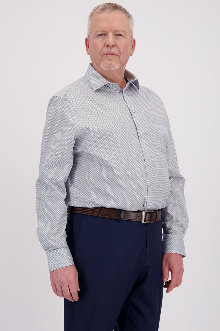 Voorkant van Wit hemd met fijne print - Comfort fit door Dansaert Black voor Heren