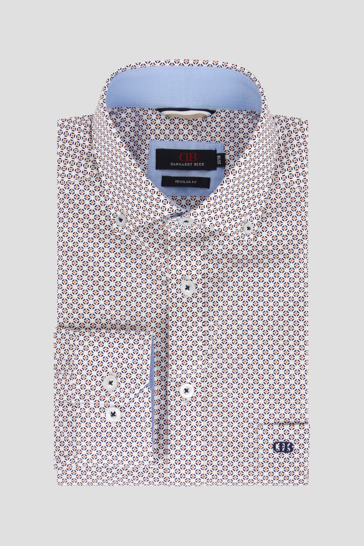 Wit hemd met fijne print - Regular fit	 van Dansaert Blue voor Heren