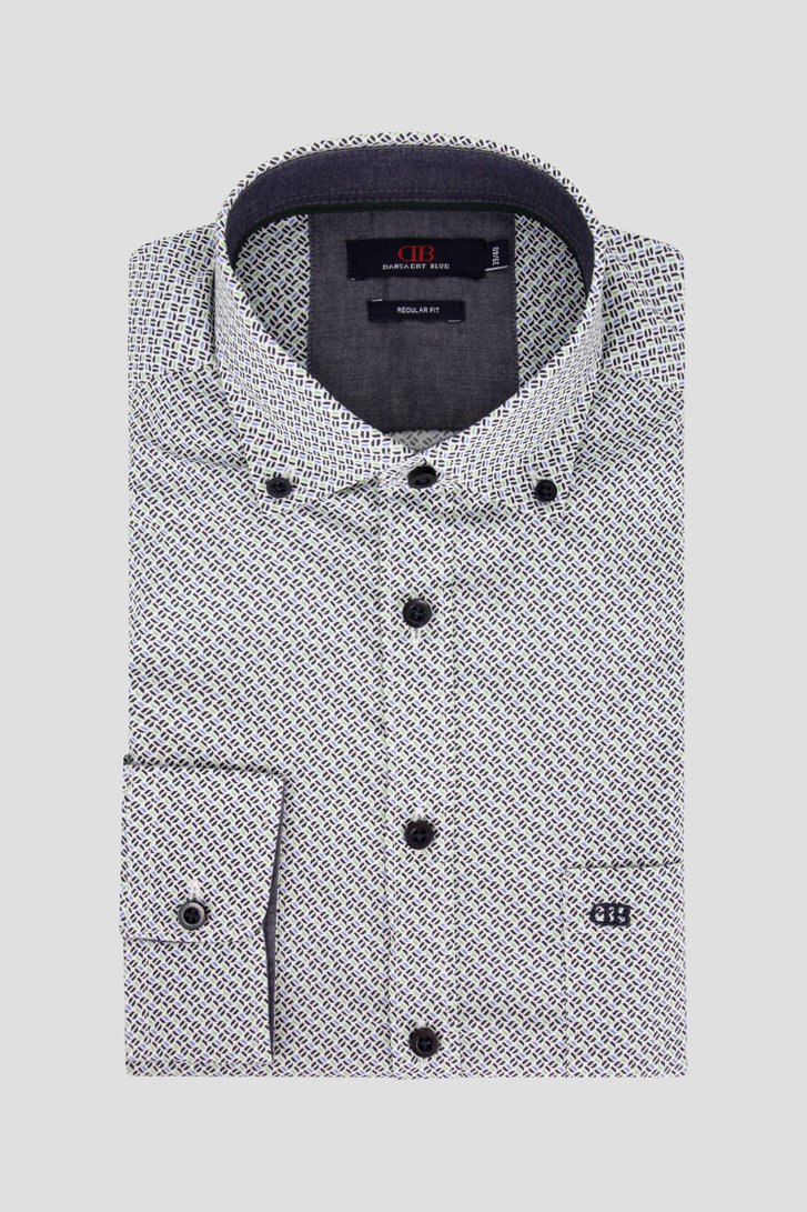 Wit hemd met fijne print - Regular fit van Dansaert Blue voor Heren