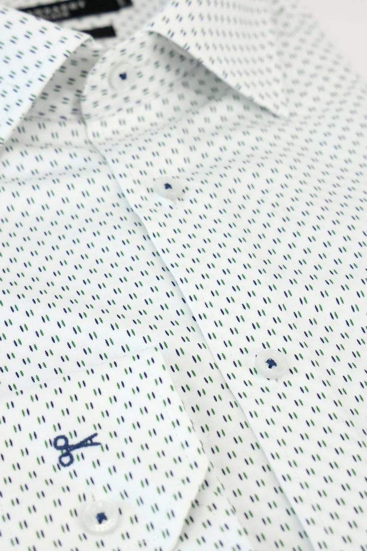 Detail van Wit hemd met fijne print – Slim fit door Dansaert Black voor Heren