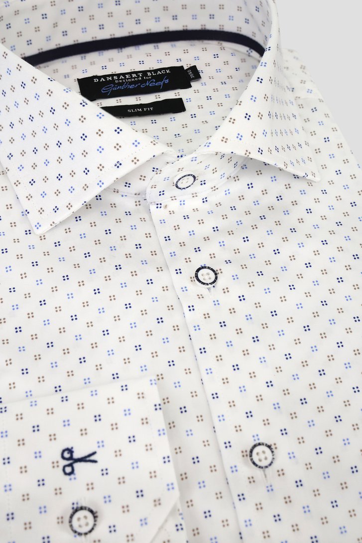Wit hemd met fijne print - Slim fit van Dansaert Black voor Heren