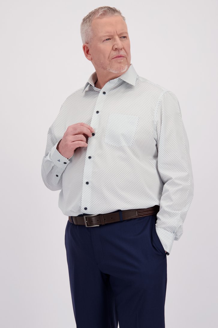 Wit hemd met fijne print – Comfort fit van Dansaert Black voor Heren