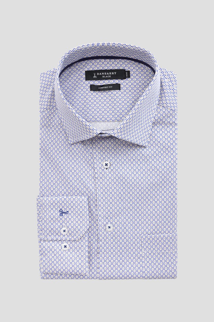 Wit hemd met fijne print – Comfort fit van Dansaert Black voor Heren