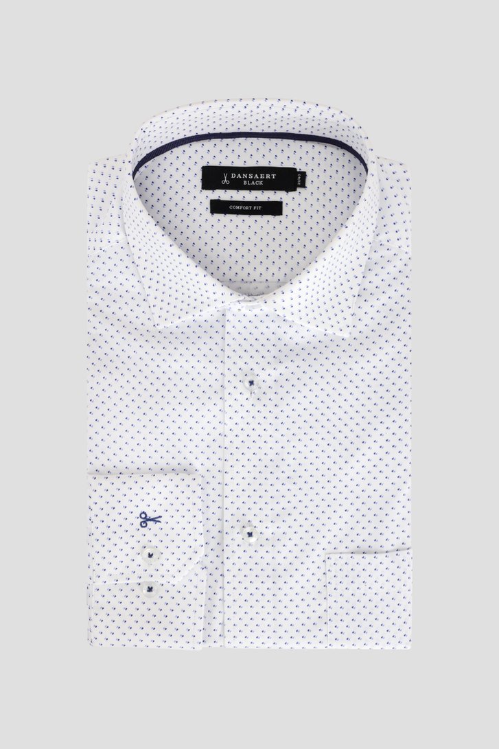Wit hemd met fijne print – Comfort fit van Dansaert Black voor Heren