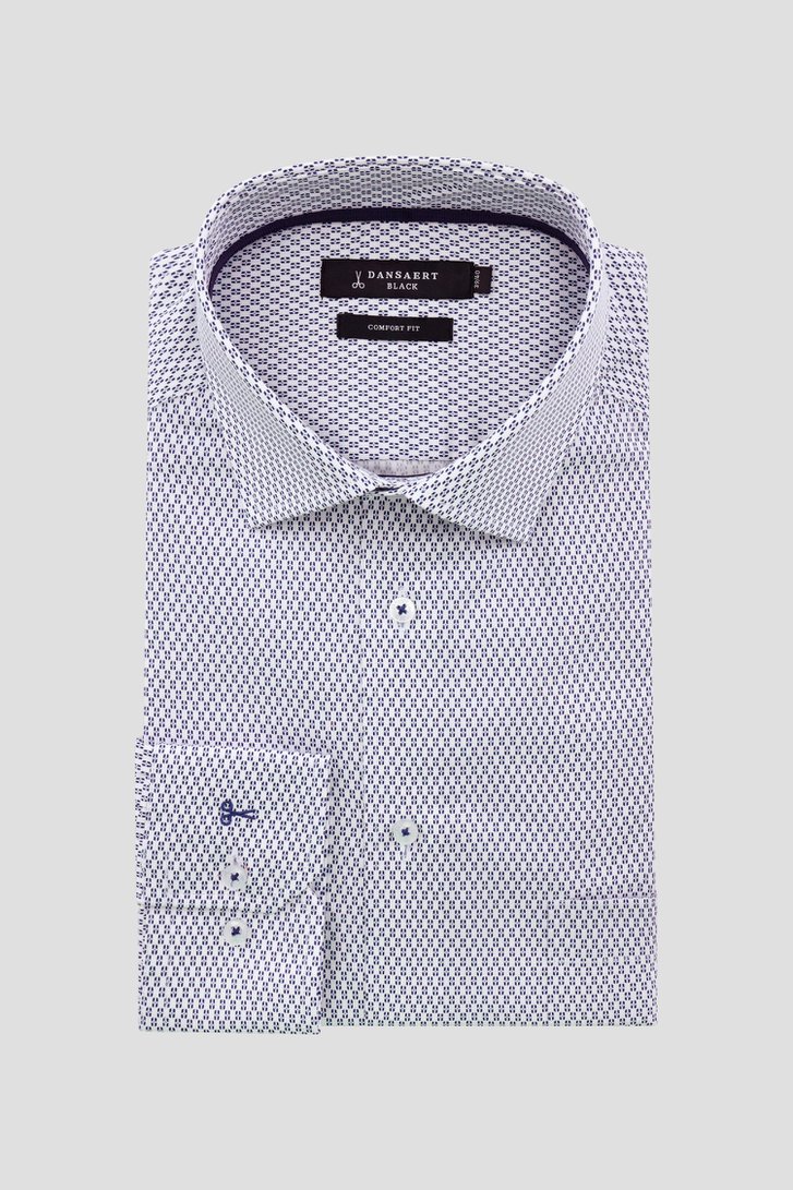 Wit hemd met fijne print – Comfort fit van Dansaert Black voor Heren