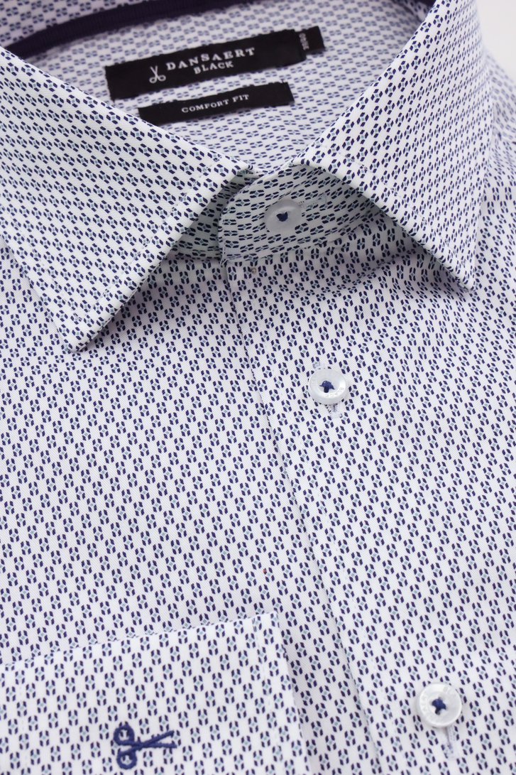 Wit hemd met fijne print – Comfort fit van Dansaert Black voor Heren