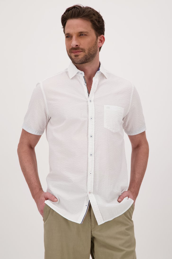 Wit hemd met fijne structuur - regular fit van Dansaert Blue voor Heren