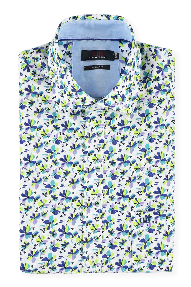 Wit hemd met gekleurde print - regular fit
