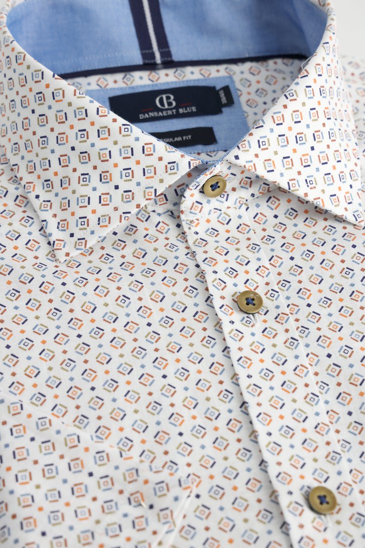 Productfoto 2 van Wit hemd met geometrisch motief - Regular fit door Dansaert Blue voor Heren