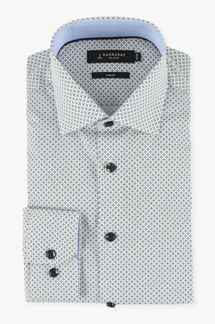 Wit hemd met geometrische print - slim fit