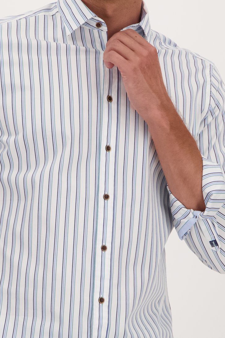 Wit hemd met gestreept motief - Regular fit van Upper East voor Heren