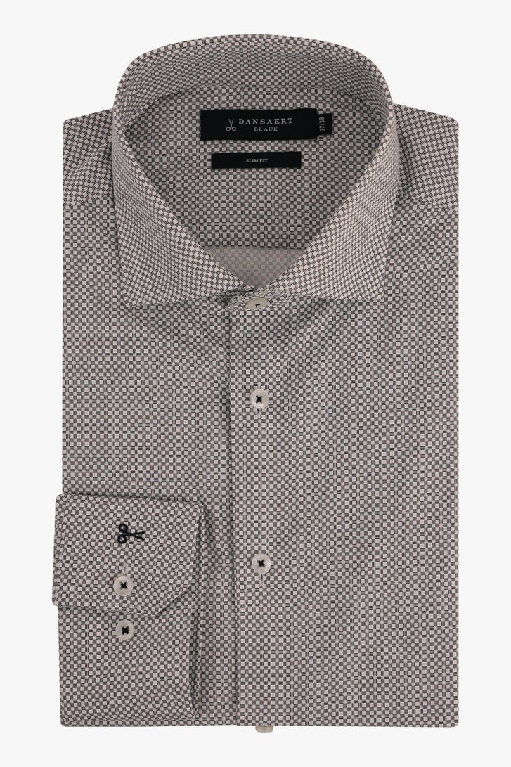 Wit hemd met grijze print - slim fit van Dansaert Black voor Heren
