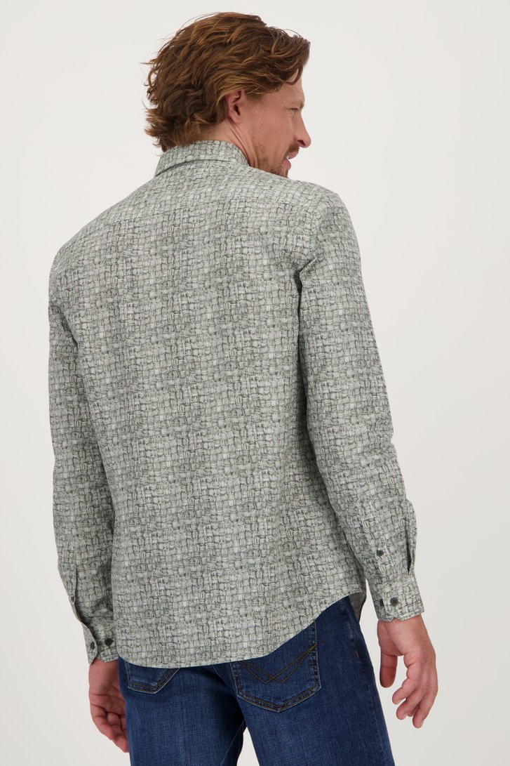 Achterkant van Wit hemd met groene rotanprint - Regular fit door Bluefields voor Heren