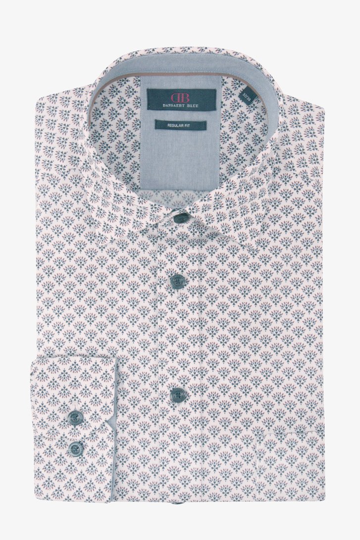 Wit hemd met kleine bloemenprint - regular fit van Dansaert Blue voor Heren