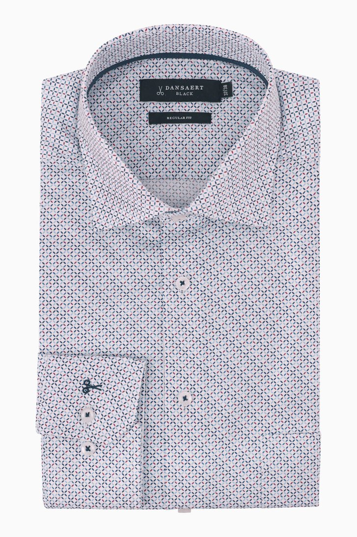 Wit hemd met kleurrijk patroon - regular fit van Dansaert Black voor Heren