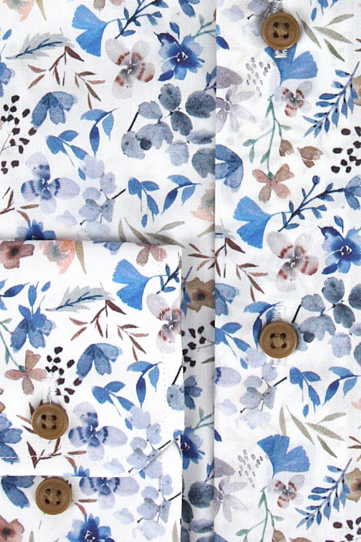 Wit hemd met kleurrijke bloemenprint - slim fit van Michaelis voor Heren