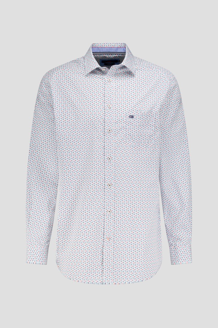 Wit hemd met kleurrijke miniprint - Comfort fit van Dansaert Blue voor Heren
