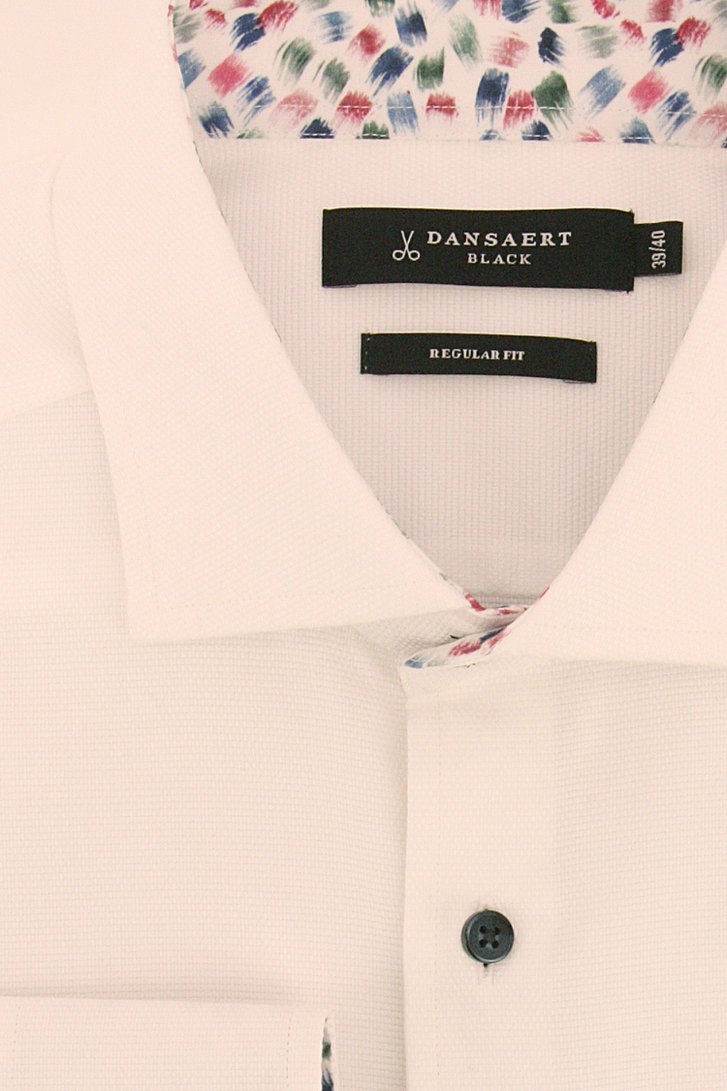 Wit hemd met kleurrijke voering - regular fit  van Dansaert Black voor Heren