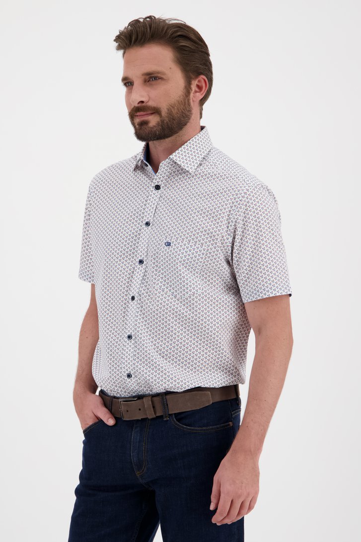Wit hemd met patroon en korte mouwen - regular fit van Dansaert Blue voor Heren