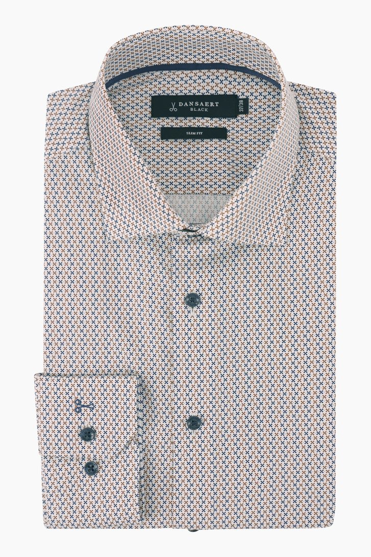 Wit hemd met patroon - slim fit van Dansaert Black voor Heren