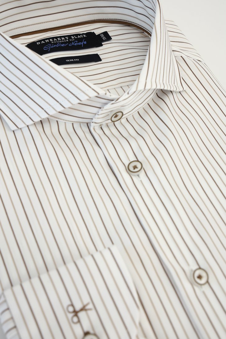 Productfoto 2 van  Wit hemd met streepjes - Slim fit door Dansaert Black voor Heren