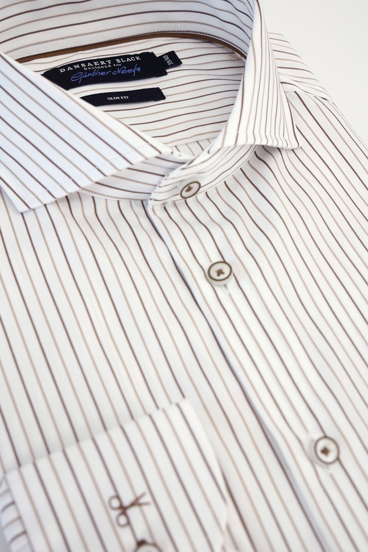 Productfoto 4 van  Wit hemd met streepjes - Slim fit door Dansaert Black voor Heren