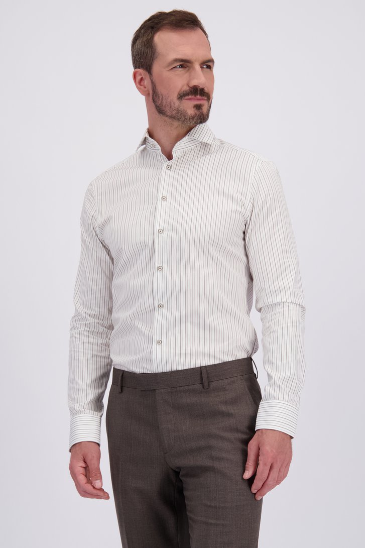 Voorkant van  Wit hemd met streepjes - Slim fit door Dansaert Black voor Heren