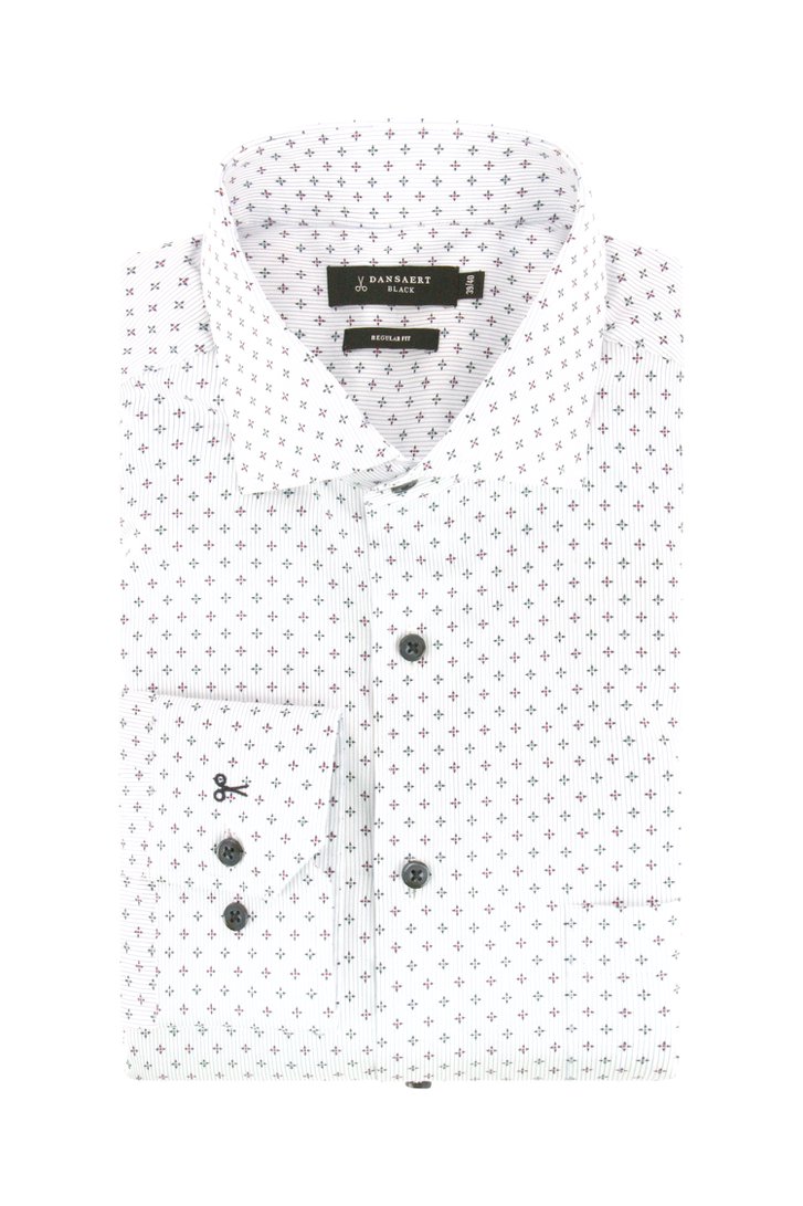 Wit hemd met subtiele print - Regular fit van Dansaert Black voor Heren