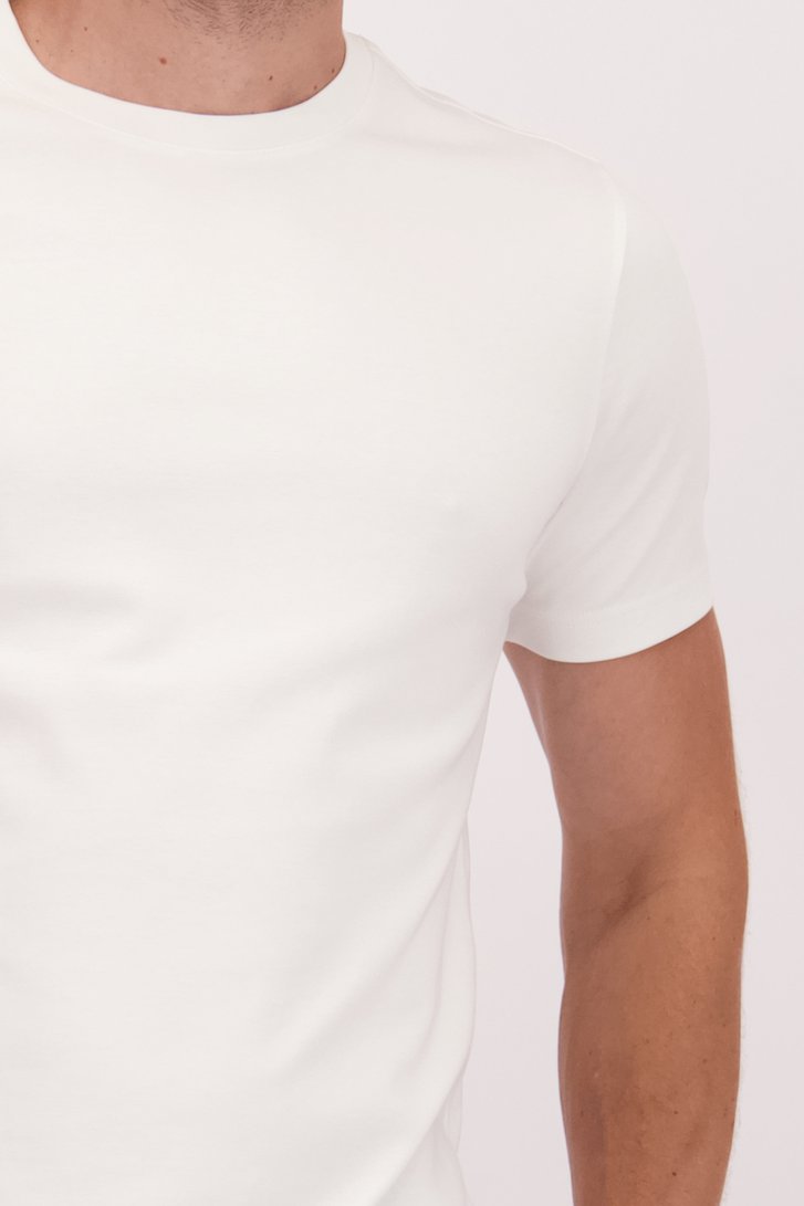 Detail van Wit katoenen T-shirt met ronde hals  door Upper East voor Heren