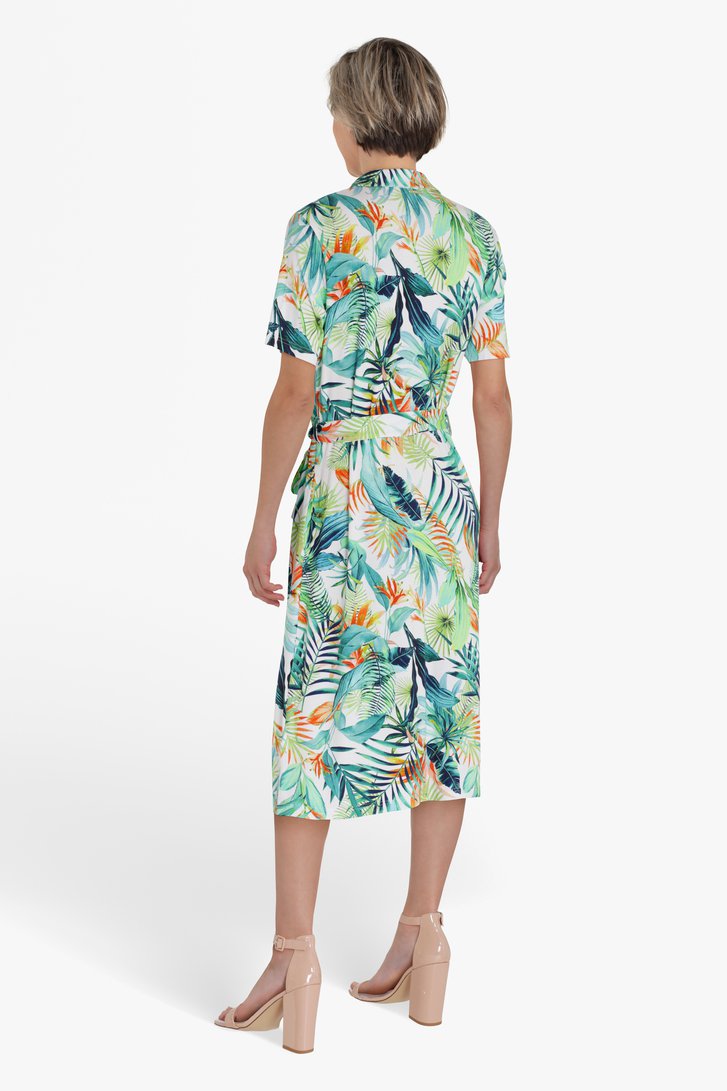 Wit kleed met tropische print van Claude Arielle voor Dames