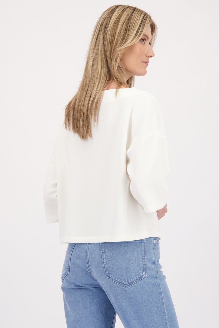 Achterkant van Wit T-shirt met 3/4 mouwen door D'Auvry voor Dames