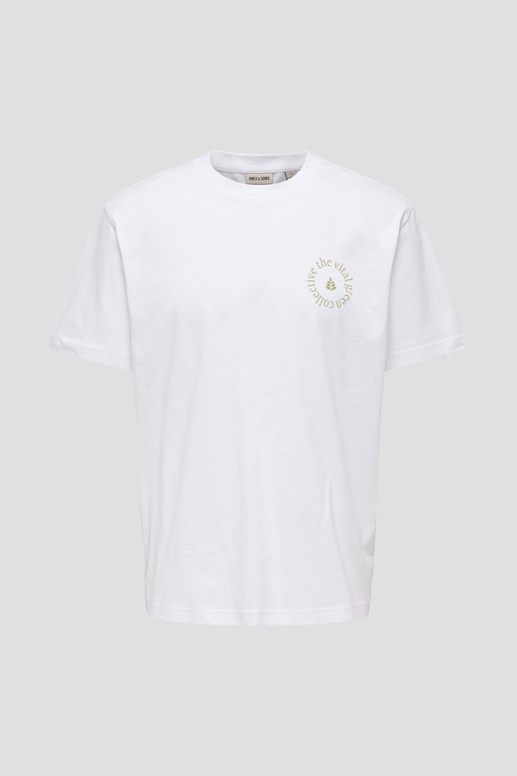 Productfoto 1 van Wit T-shirt met backprint en ronde hals door Only & Sons voor Heren