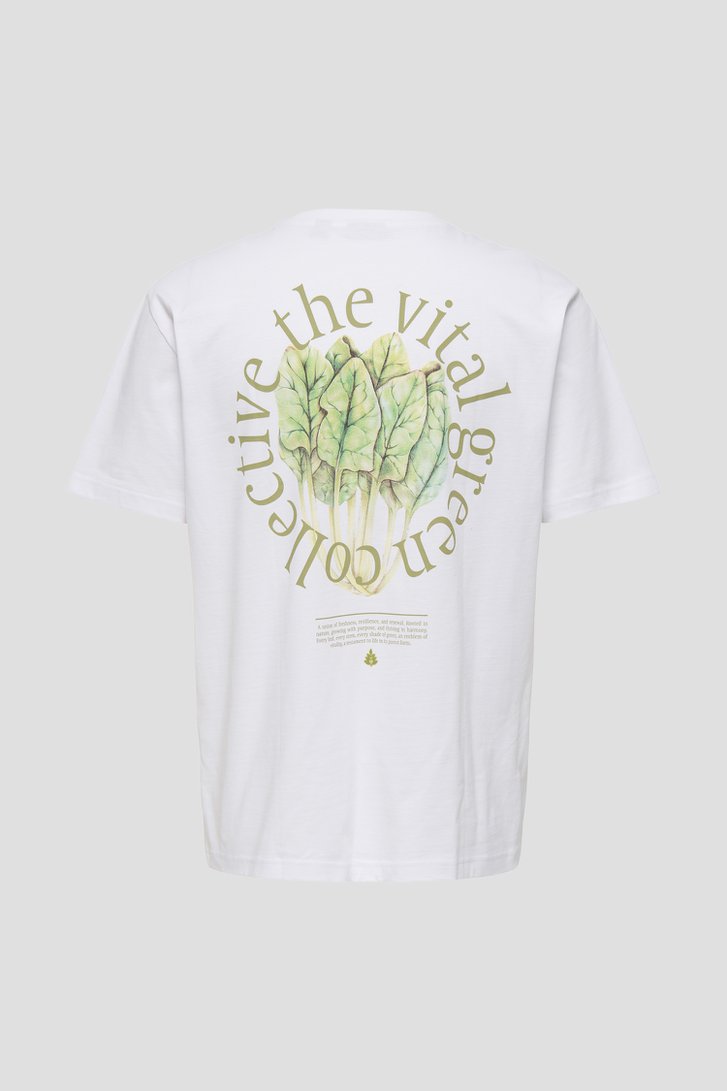 Productfoto 2 van Wit T-shirt met backprint en ronde hals door Only & Sons voor Heren